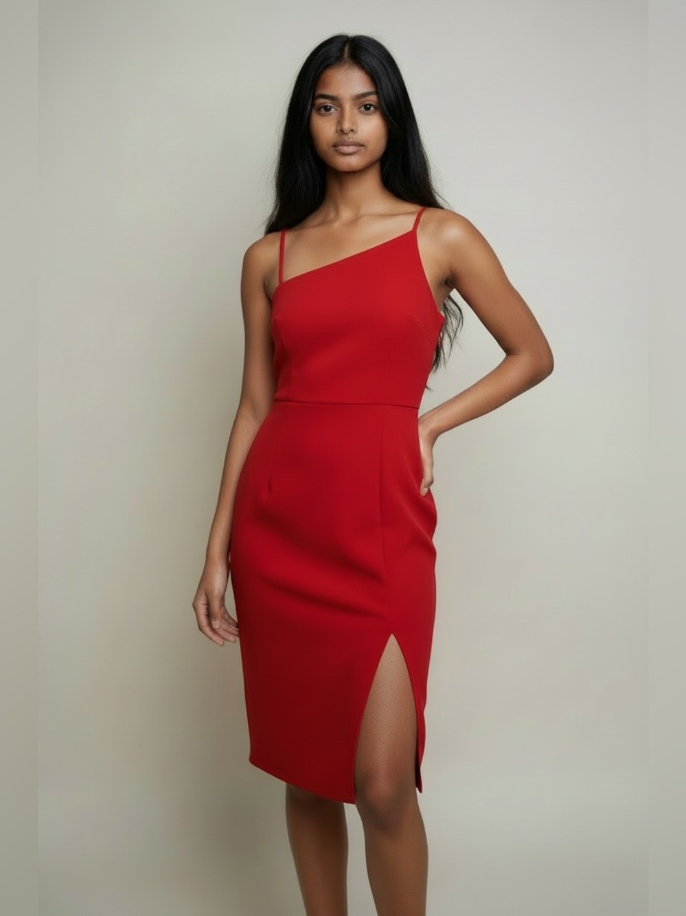 Princess Polly One-Shoulder Scarlet Midi Dress